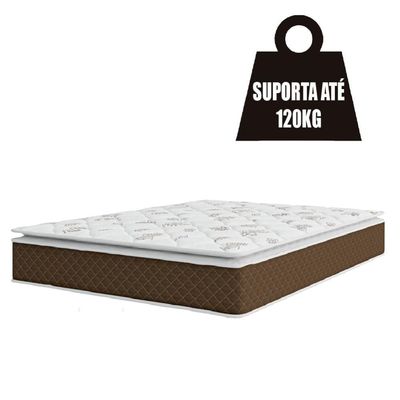 Cama Box Casal Queen Colchão Molas Ensacadas Pillow Top Martino 158X198X63Cm Marrom/Branco