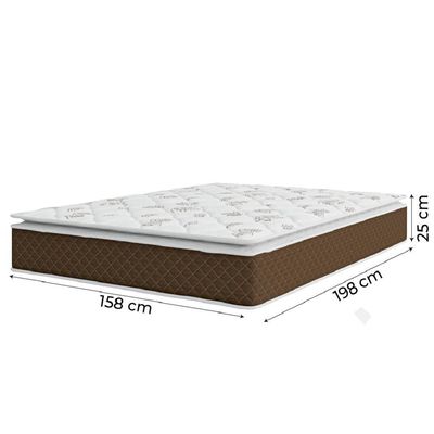 Cama Box Casal Queen Colchão Molas Ensacadas Pillow Top Martino 158X198X63Cm Marrom/Branco