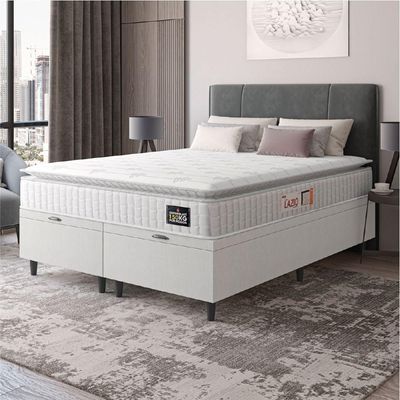 Cama Box Baú Casal Queen Colchão Espuma D45 Lazio Pillow Top 158x198x65cm Branco Hellen