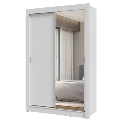 Guarda-roupa Solteiro 2 Portas Correr Espelho 2 Gavetas