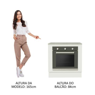 Balcão Para Forno Embutir 80x60cm Com Tampo Branco