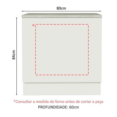 Balcão Para Forno Embutir 80x60cm Com Tampo Branco