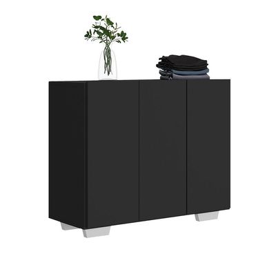 Armário Lavanderia Com 3 Portas 90 Cm Mp5034 Preto/Branco