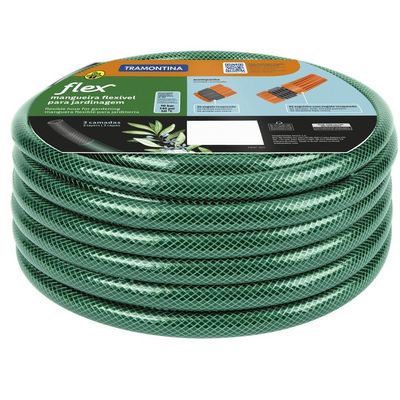 Mangueira Flex Tramontina Verde Em Pvc 3 Camadas 30 M Com Engates Rosqueados E Esguicho
