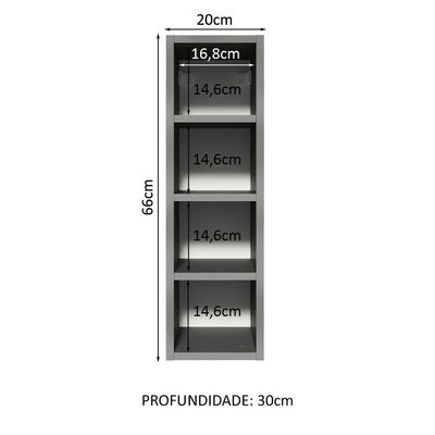 Adega 20 Cm Com 4 Nichos Cinza Nice Madesa Cinza