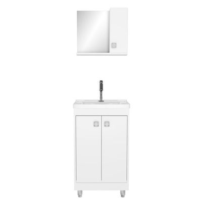 Gabinete Banheiro Com Cuba E Espelheira 45cm Branco