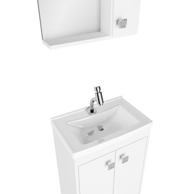 Gabinete Banheiro Com Cuba E Espelheira 45cm Branco