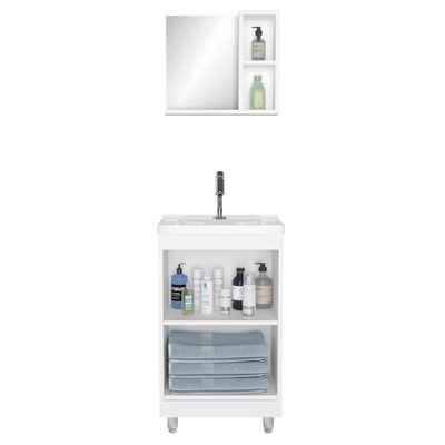 Gabinete Banheiro Com Cuba E Espelheira 45cm Branco