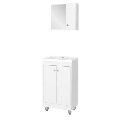 Gabinete Banheiro Com Cuba E Espelheira 45cm Branco