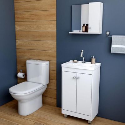 Gabinete Banheiro Com Cuba E Espelheira 45cm Branco
