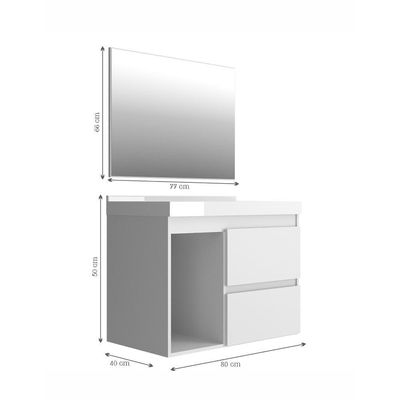 Gabinete Com Cuba 80Cm Multimóveis Cr10074 Cimento
