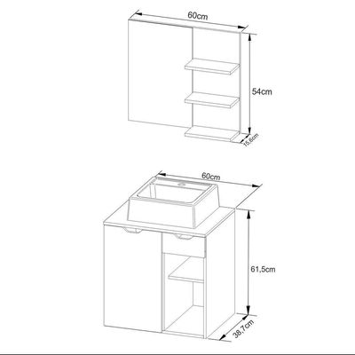 Gabinete De Banheiro + Cuba 60cm Cr10095 Branco Branco