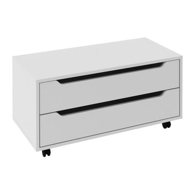 Gabinete Banheiro 80cm 2 Gavetas Retrô Com Rodízios Multimóveis Cr10121 Branco Branco