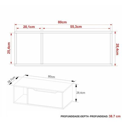 Gabinete Banheiro 80cm Com 1 Porta E Nicho Multimóveis Cr10122 Branco