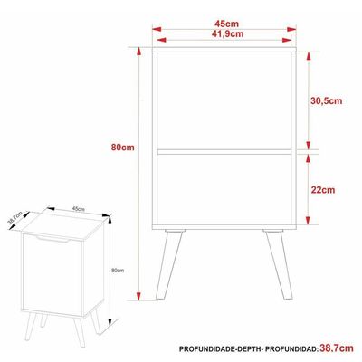 Gabinete Banheiro 45cm 1 Prt Retrô Multimóveis Cr10120 Preto
