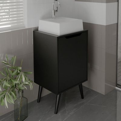 Gabinete Banheiro 45cm 1 Prt Retrô Multimóveis Cr10120 Preto