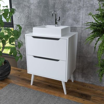 Gabinete Banheiro 60cm 2 Gavetas Retrô Multimóveis Cr10119 Branco