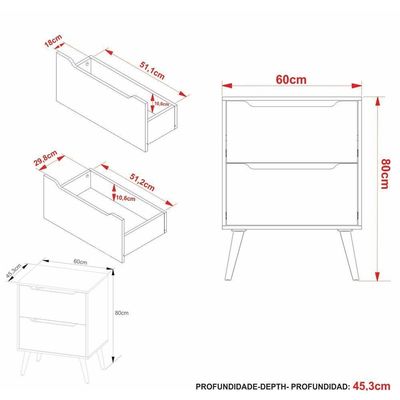 Gabinete Banheiro 60cm 2 Gavetas Retrô Multimóveis Cr10119 Branco