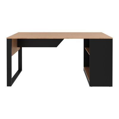 Mesa Para Escritório Com Armário 160cm Multimóveis Cr25264 Amêndoa-preto Amêndoa-preto