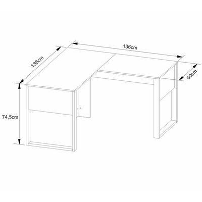 Mesa De Canto Para Escritório 136cm Multimóveis Cr25263 Amêndoa-preto Amêndoa-preto