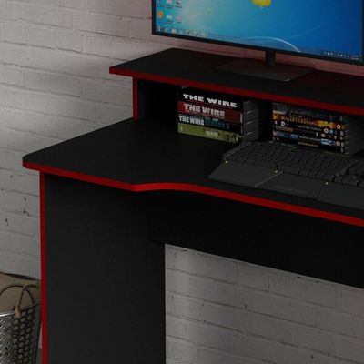 Mesa Gamer Multimóveis Cr25050 Preta/Vermelha