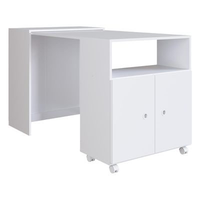 Mesa Retrátil/balcão 2 Portas E Rodízios Multimóveis Branca