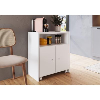 Mesa Retrátil/balcão 2 Portas E Rodízios Multimóveis Branca