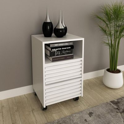 Gaveteiro Escritório Com 2 Gavetas 1 Nicho E Rodízios Multimóveis Cr25254 Branco Branco