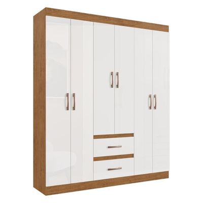Guarda-roupas Solteiro 6 Portas E 2 Gavetas Multimóveis Cr35210 Off White-nogueira