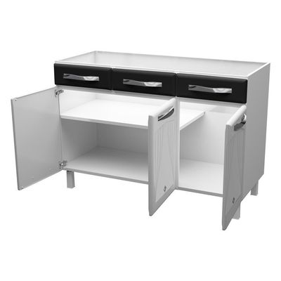 Balcão De Cozinha De Aço Triplo S/Tampo Para Pia 120cm preto