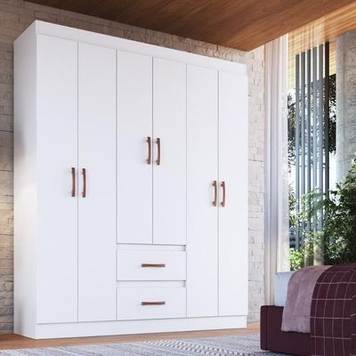 Guarda-roupas Solteiro 6 Portas E 2 Gavetas Multimóveis Cr35210 Branco