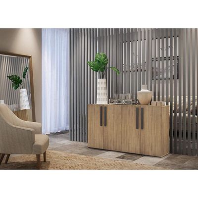 Aparador Buffet 4 Portas Viena V3604 Rustic/Preto Rustic/Preto