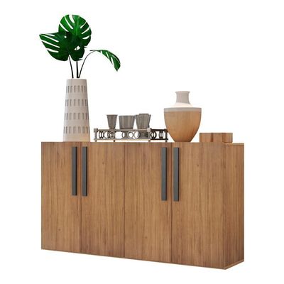 Aparador Buffet 4 Portas Viena V3604 Rustic/Preto Rustic/Preto