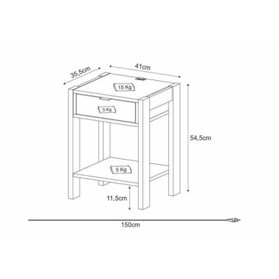 Mesa De Cabeceira Multimóveis Vcr35003 Amêndoa/Branca