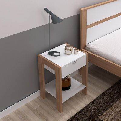 Mesa De Cabeceira Multimóveis Vcr35003 Amêndoa/Branca
