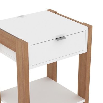 Mesa De Cabeceira Multimóveis Vcr35003 Amêndoa/Branca