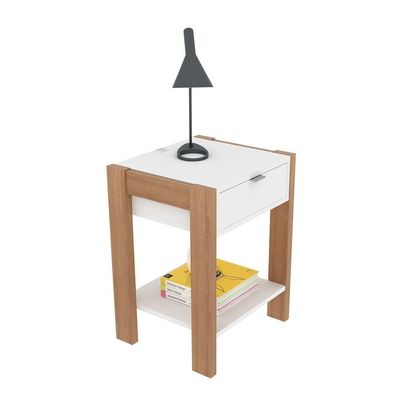 Mesa De Cabeceira Multimóveis Vcr35003 Amêndoa/Branca