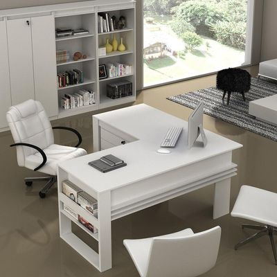 Mesa Escritório De Canto Multimóveis Vcr25042 Branco Branco