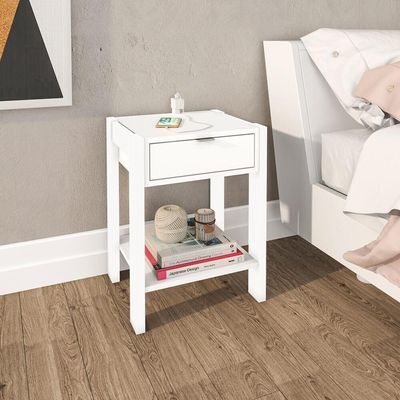Mesa De Cabeceira Multimóveis Vcr35003 Branca Branco