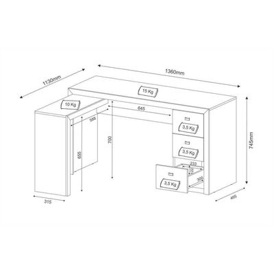 Mesa Escritório De Canto Multimóveis Vcr25011 Branco