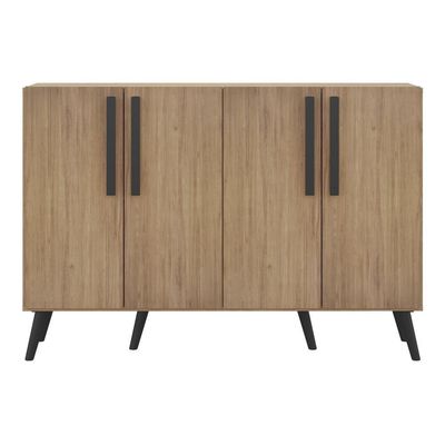 Aparador Buffet 4 Portas Retrô Viena V3606 Rustic/Preto Rustic/Preto
