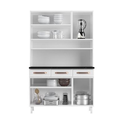 Armário De Cozinha De Aço Kit Triplo 120cm Branco