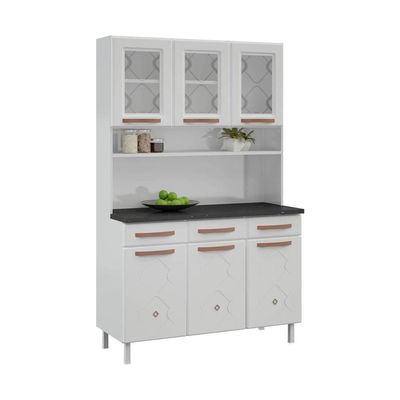Armário De Cozinha De Aço Kit Triplo 120cm Branco