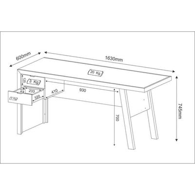 Escrivaninha Com 2 Gavetas Multimóveis Vcr25029 Branco