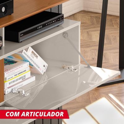 Painel Para Tv Intense Off White / Damasco