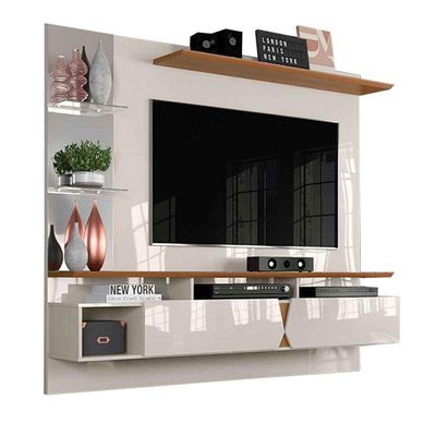 Painel Para Tv Intense Off White / Damasco