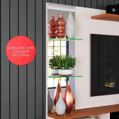 Painel Para Tv Intense Off White / Damasco