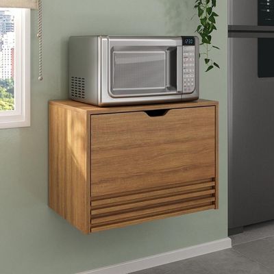 Balcão Suspenso Para Forno/micro-ondas 1 Porta E 1 Gaveta Multimóveis CR20345 Amêndoa