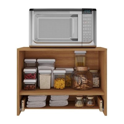 Balcão Suspenso Para Forno/micro-ondas 1 Porta E 1 Gaveta Multimóveis CR20345 Amêndoa