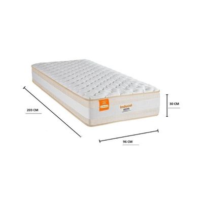 Colchão Solteirão Denver 96x203cm Molas Ensacadas Com Ultrasoft Foam Inducol Cr443b Branco/bege Branco/bege